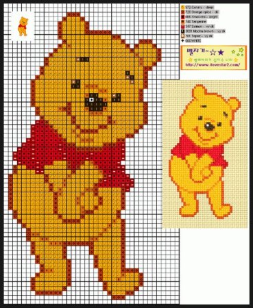 Вышивка крестиком Винни пух маленький