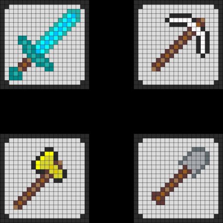 Рисунки по клеточкам оружие