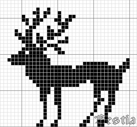 Новогодние узоры олени для вышивки крестом