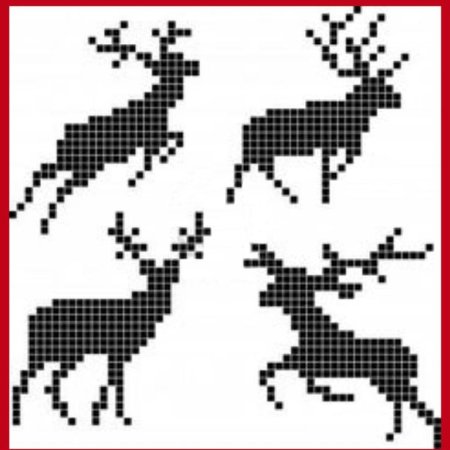 Олень по клеточкам в тетради