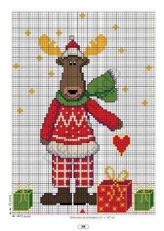 Вышивка олень новогодний