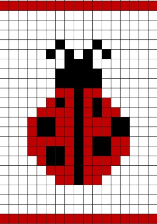 Красные рисунки по клеточкам мини