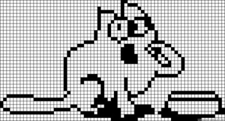 Рисунки по клеточкам черно белые кот
