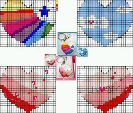 Вышивка крестиком для брелка сердце