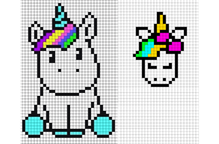 Рисование по клеточкам Единорог