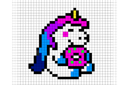 Рисование по клеточкам Единорог