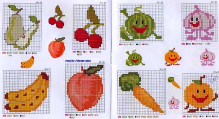 Рисование по клеточкам фрукты