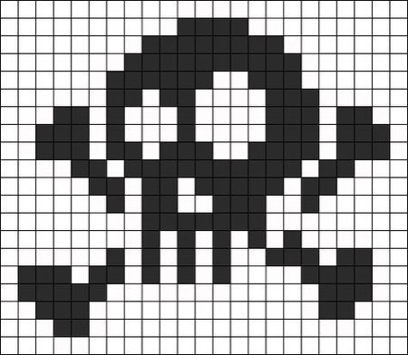 Череп по клеточкам в тетради