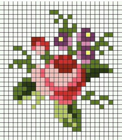 Цветы по клеточкам маленькие