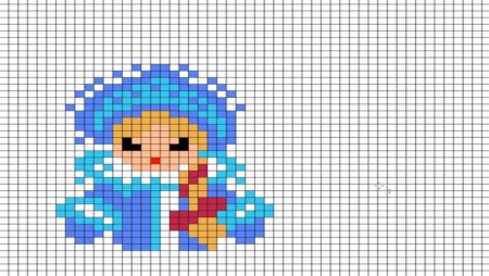 Снегурочка по клеточкам в тетради