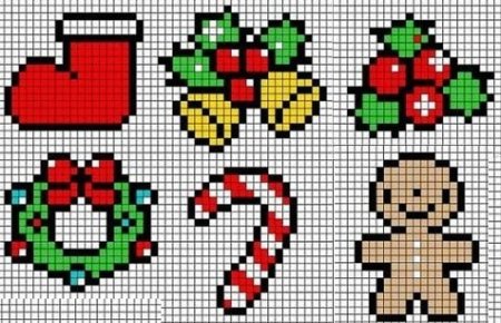 Рисунки по клеточкам на новый год легкие