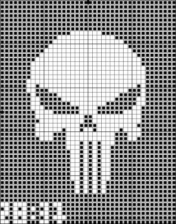 Череп по клеточкам в тетради