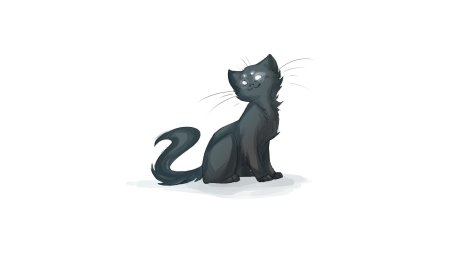Черная кошка на белом фоне