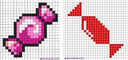 Рисунки по клеточкам конфетки