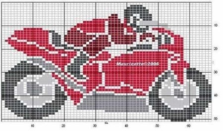 Схема вышивки крестиком мотоцикл