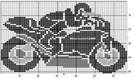 Вышивка крестом мотоцикл монохром