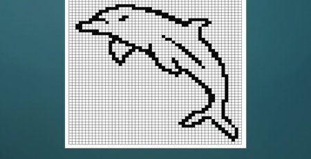 Рисунки по клеточкам дельфина