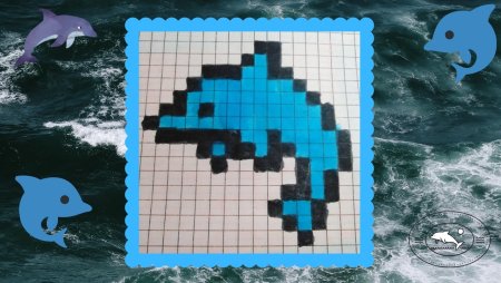 Дельфин по клеточкам