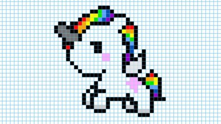 Рисование по клеткам Единорог