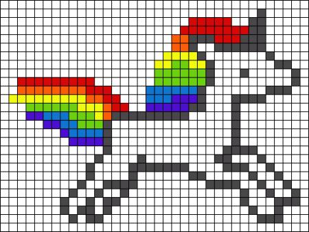 Рисование по клеткам красивые Единороги