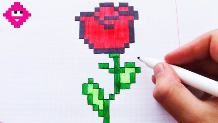 Рисование по клеточкам роза