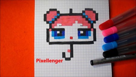 Кукла ЛОЛ по клеточкам в тетради