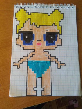 Рисование по клеточкам кукла ЛОЛ