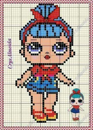 Русалочка по клеточкам в тетради