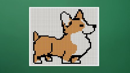 Рисунки по клеточкам корги