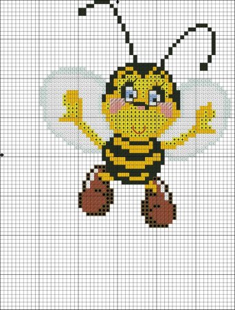 Вышивание крестиком пчелы