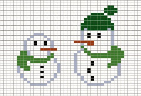 Рисунки по клеточкам новогодние