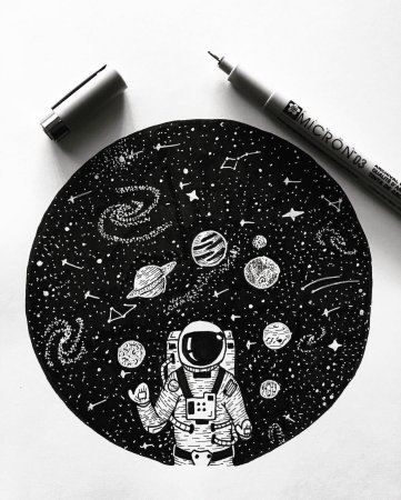 Космос гелевой ручкой