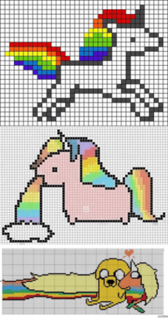 Рисование по клеткам Единорог