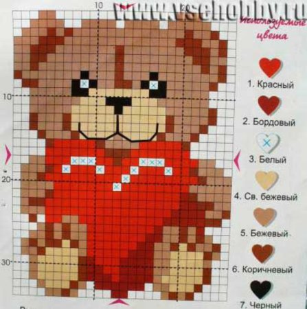 Вышивки Медвежонок с сердечком