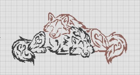Схемы вышивки крестом волки