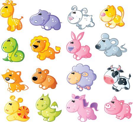 Мультяшные животные в одном стиле