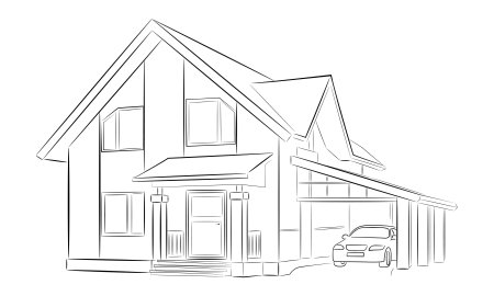 Нарисовать дом с гаражом