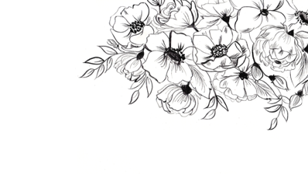 Цветы черно-белые на прозрачном фоне