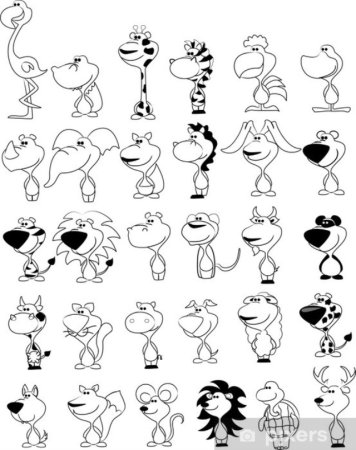 Смешные животные для распечатки черно белые