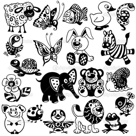 Наклейки черно белые животные