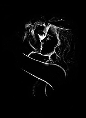 Картины в черно-белом стиле поцелуев