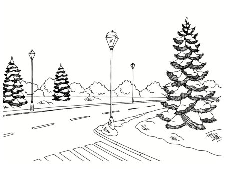 Зимний городской пейзаж раскраска