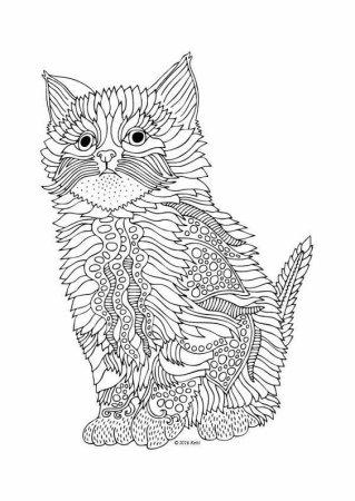 Раскраска кошка сложная
