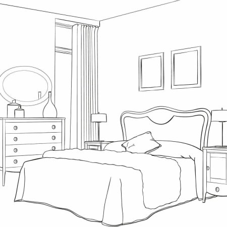 Рисунок комнаты карандашом