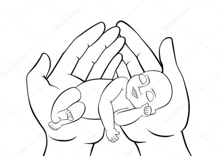 Младенец на руках рисунок