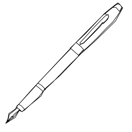 Перьевая ручка сбоку контур