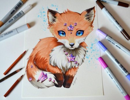 Рисунки животных маркерами Touch