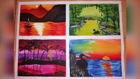 Мини пейзажи акварелью легкие