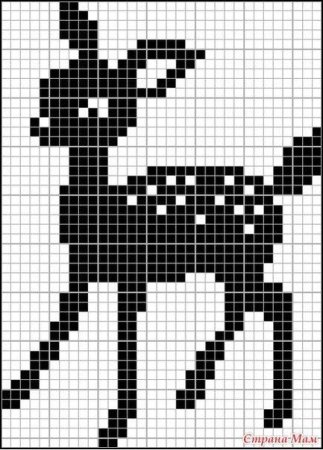 Рисование по клеткам олень