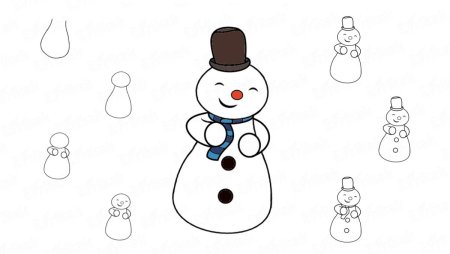 Снеговик для срисовки